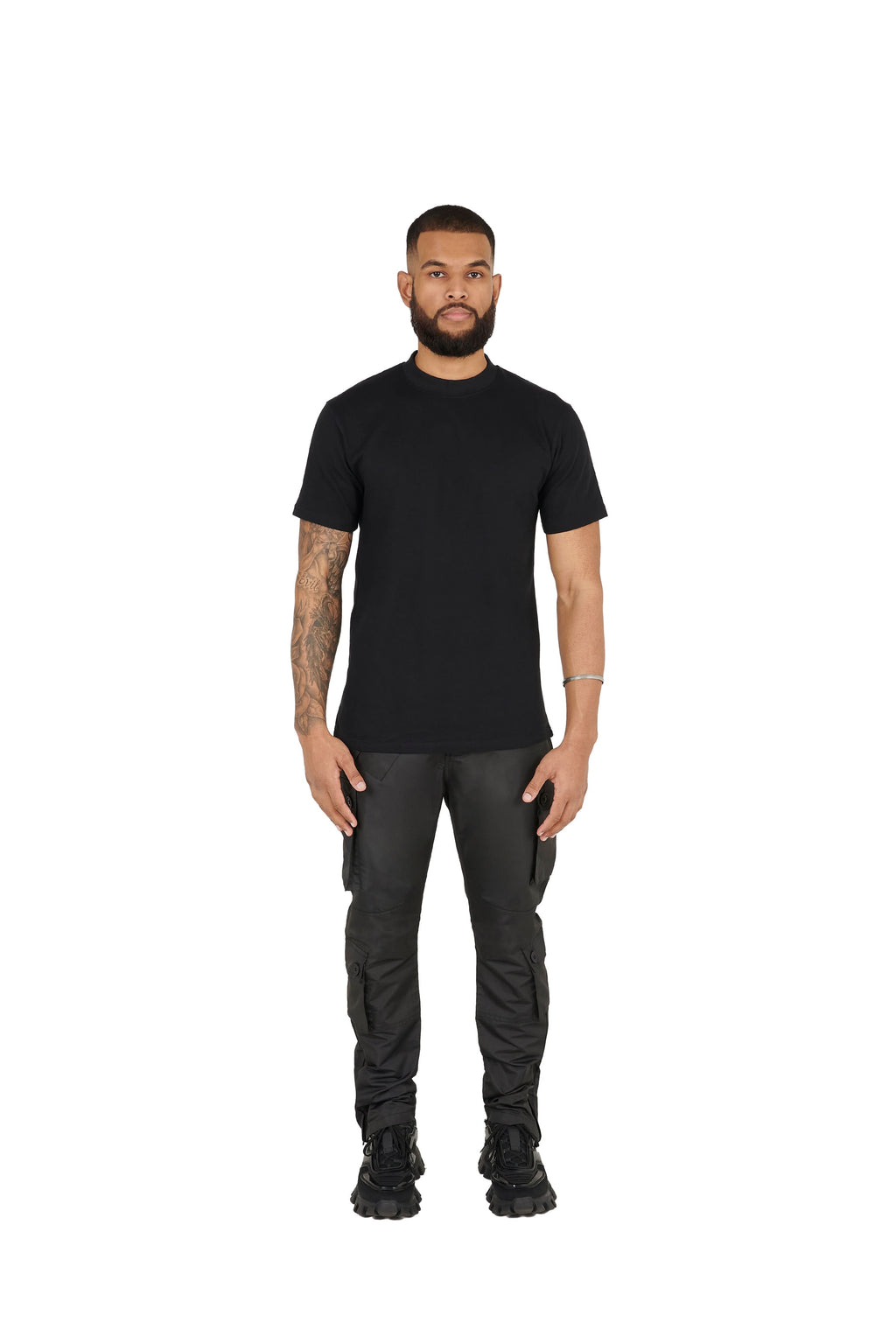 Men's Oversized Black T-Shirt & Jogger Set - Front