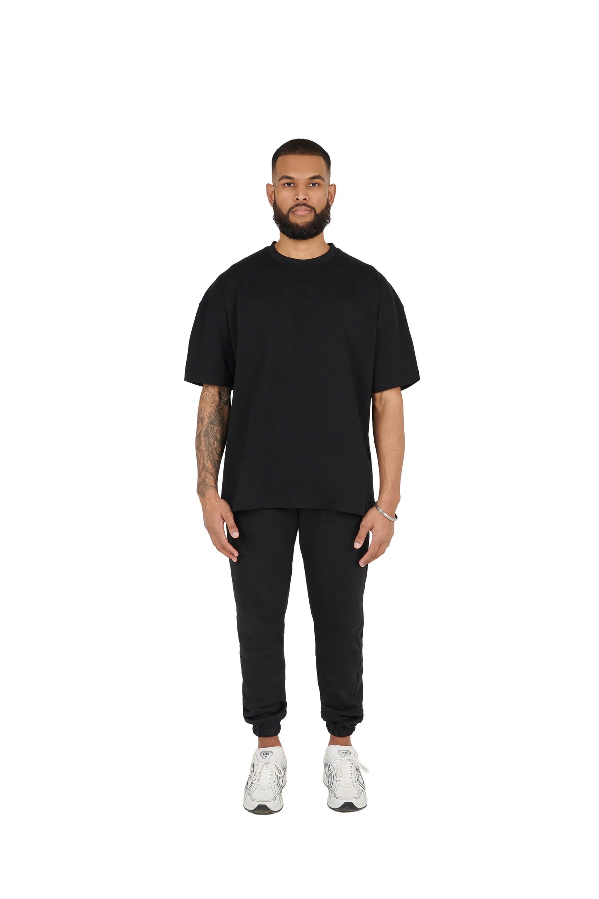 Men's Oversized Black T-Shirt & Jogger Set - Angle