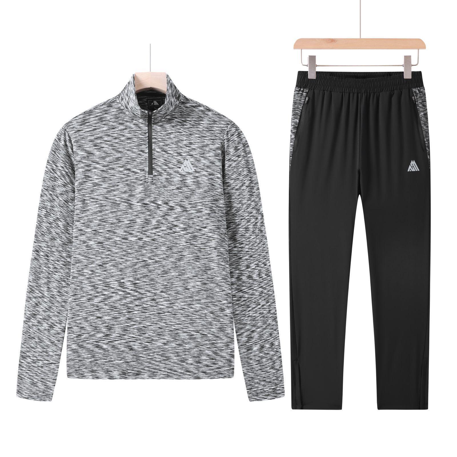 Men's Blue Marl Tracksuit Set with Black Joggers