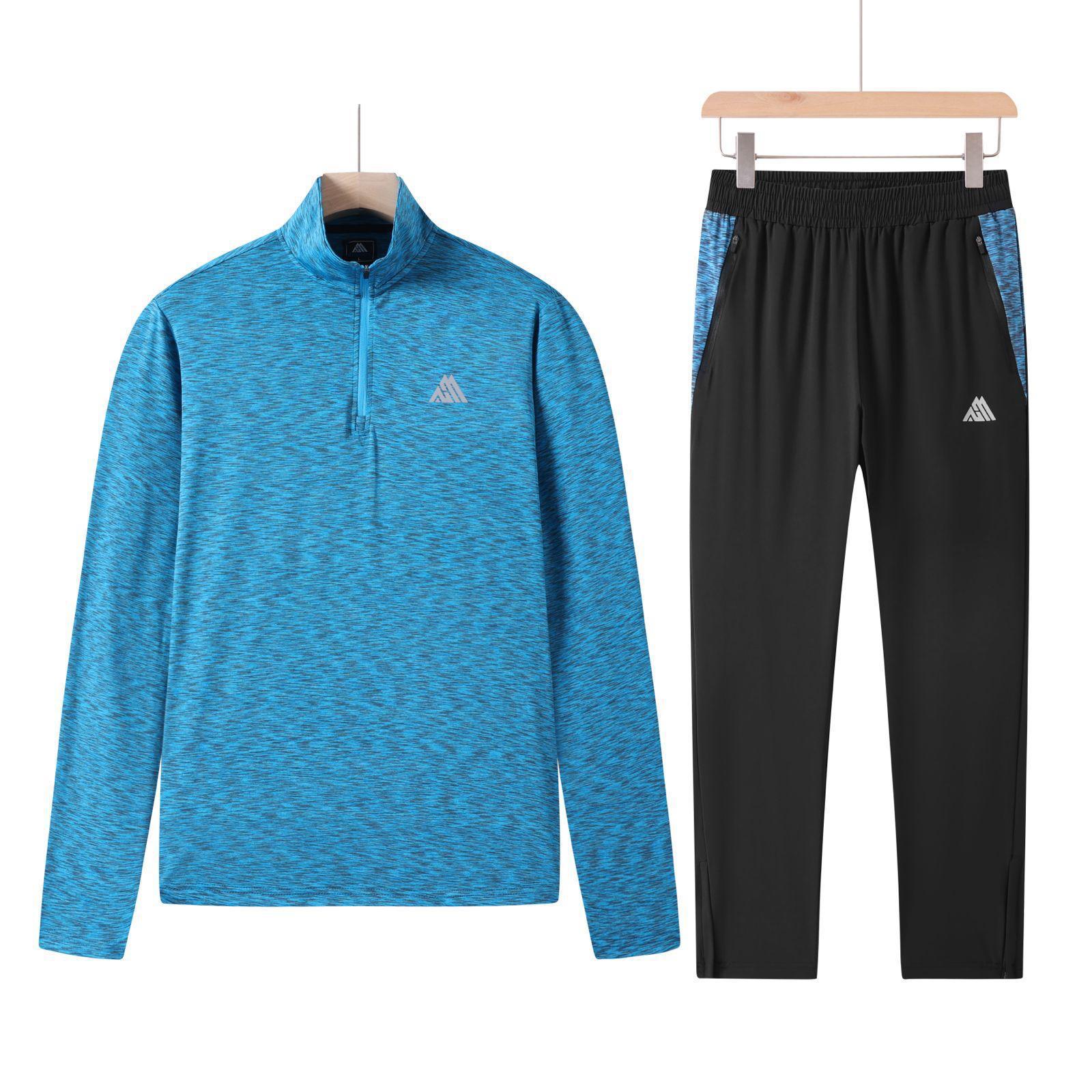 Men's Grey Marl Tracksuit Set with Black Joggers