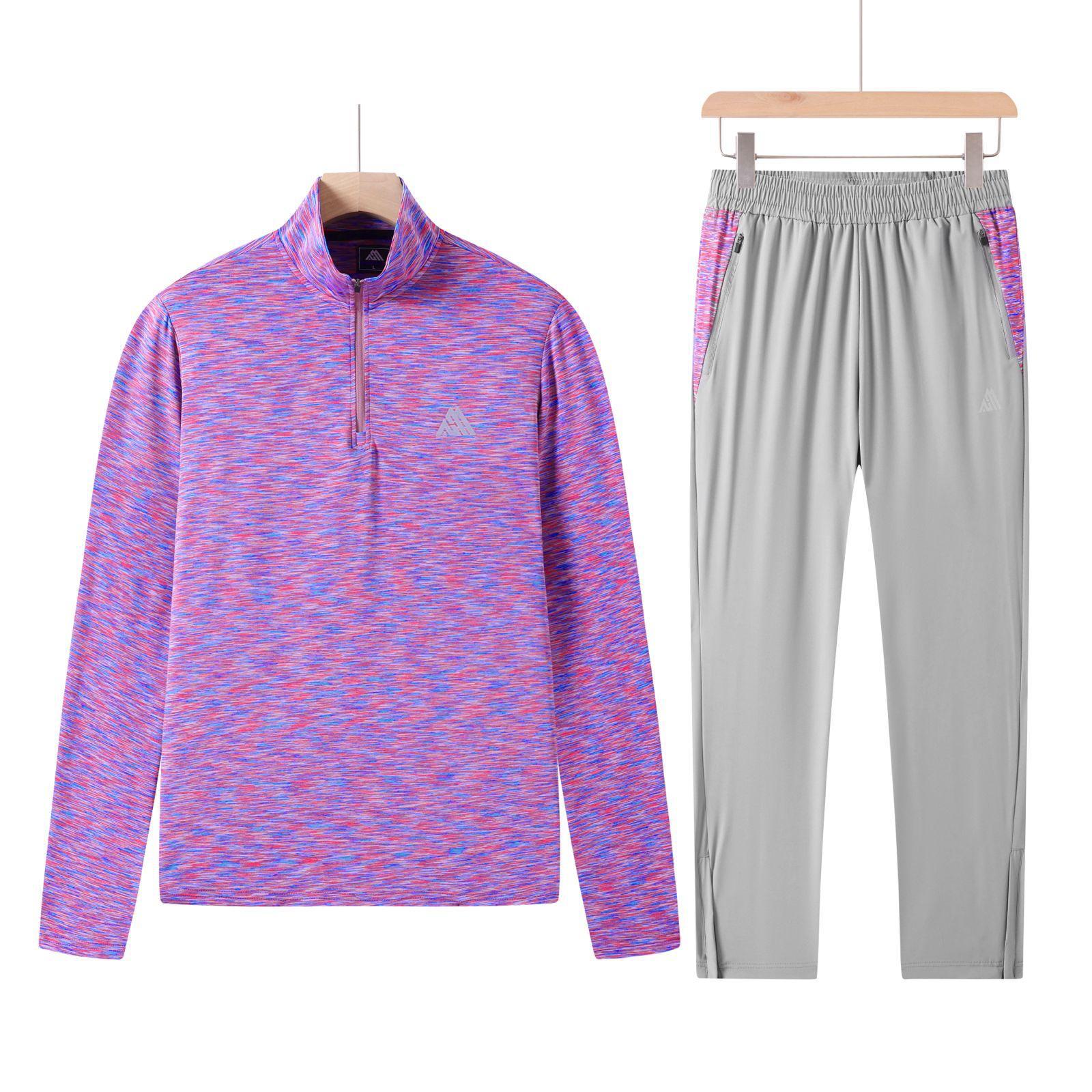 Men's Purple Marl Tracksuit Set with Grey Joggers