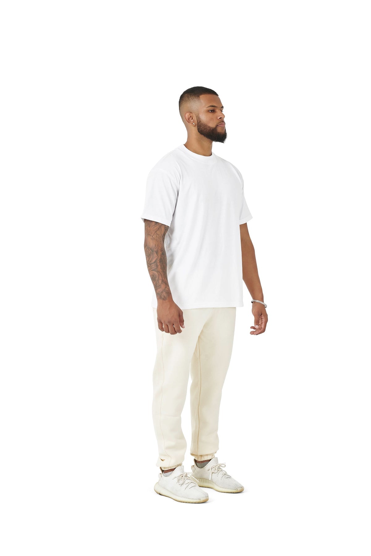 White Heavyweight Cotton T-Shirt - Side